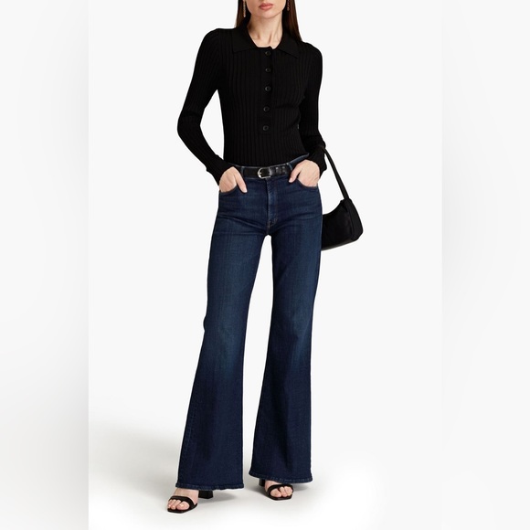 Good American Tops - Good American Ribbed Knit Polo Sweater Womens Size 0